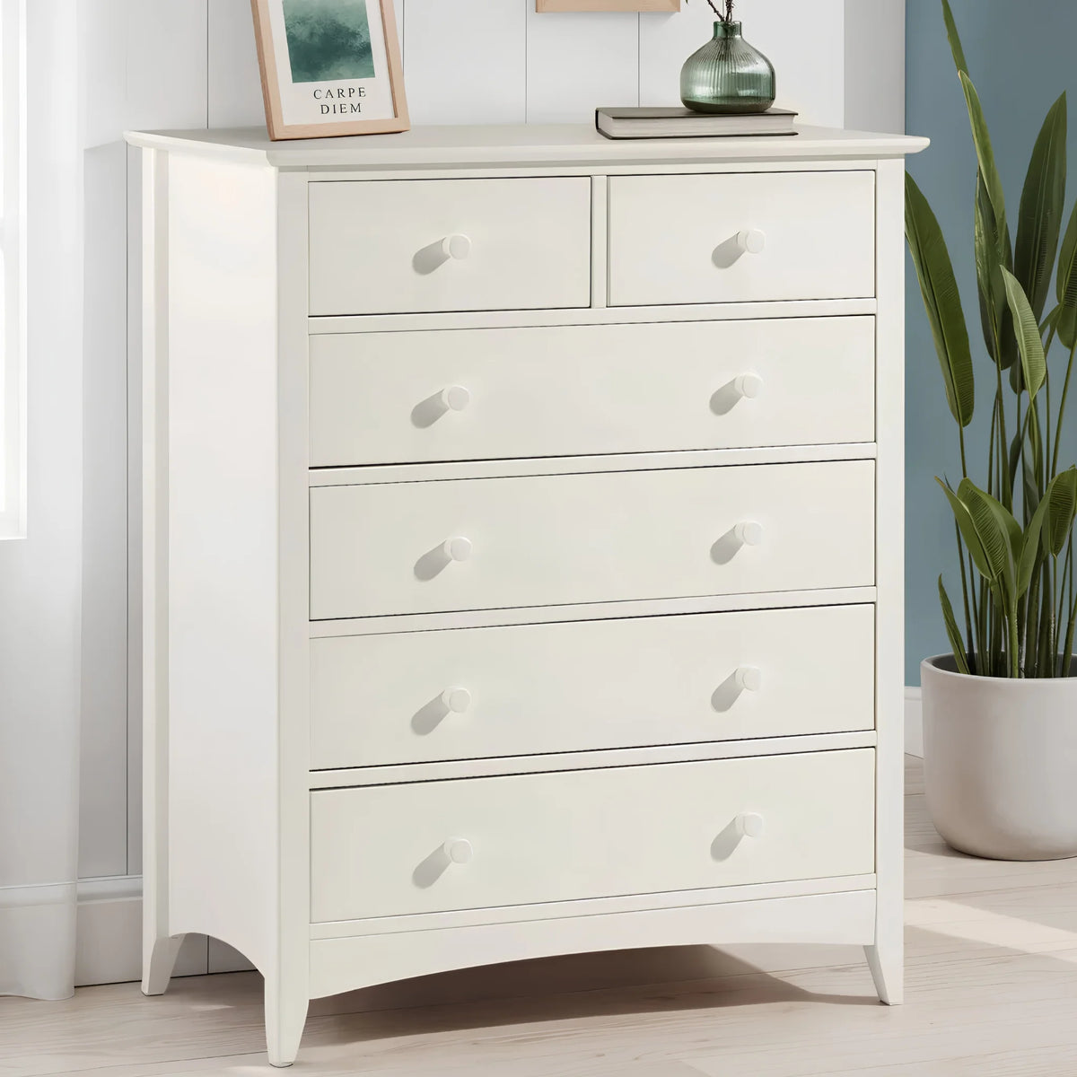 Cameo White 6-Drawer Chest – front view