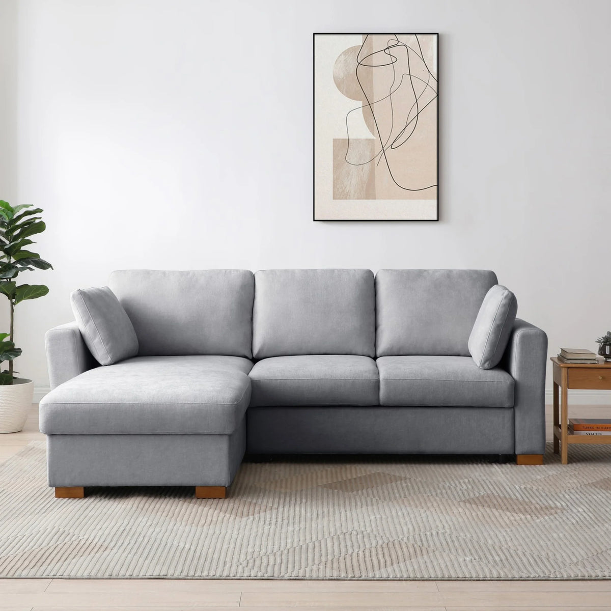 Sorrento Grey Corner Sofa Bed – sleek minimalist front view
