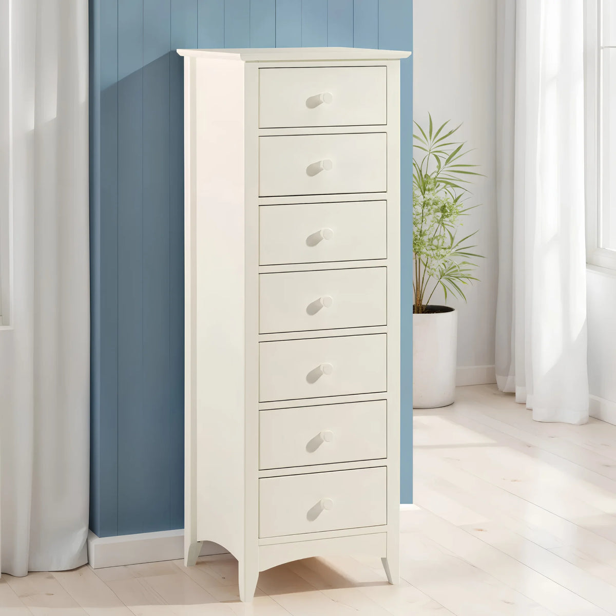 Cameo White 7-Drawer Tallboy – front view