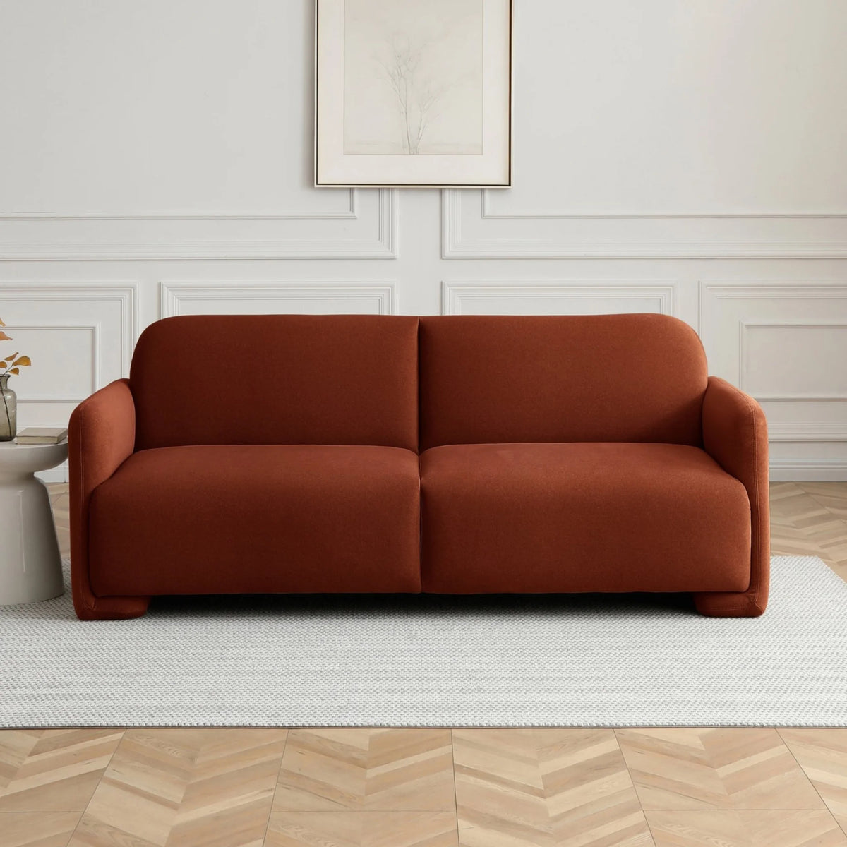 Murphy Orange Velvet Sofa Bed – front view