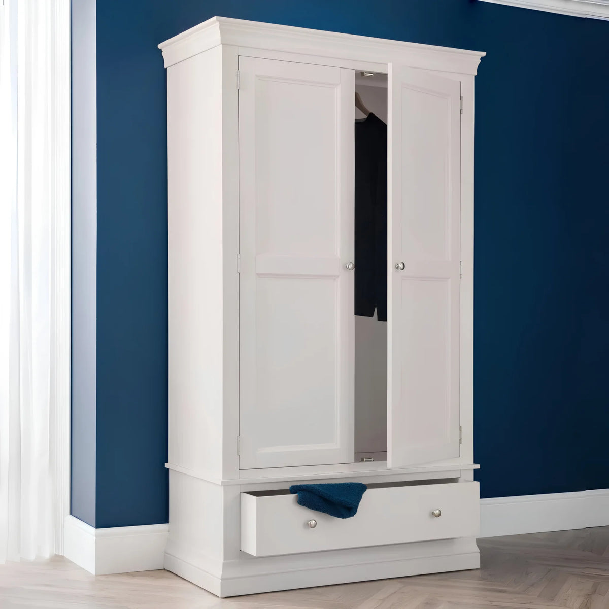 Clermont Grey Wooden 2-Door Combination Wardrobe – front view
