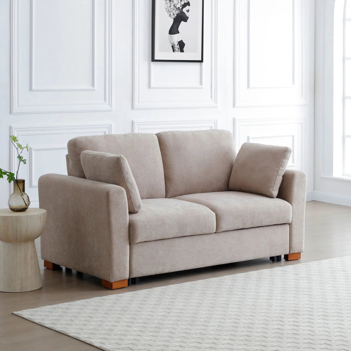 Sorrento Taupe Sofa Bed – front view