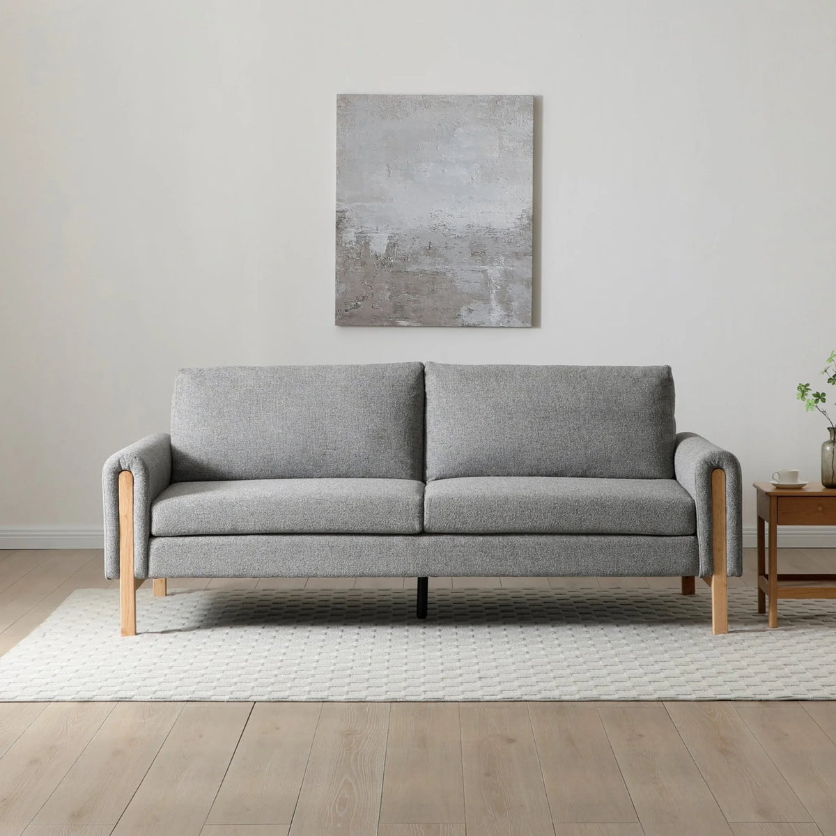 Thea Grey Upholstered Wood Sofa Bed – front view