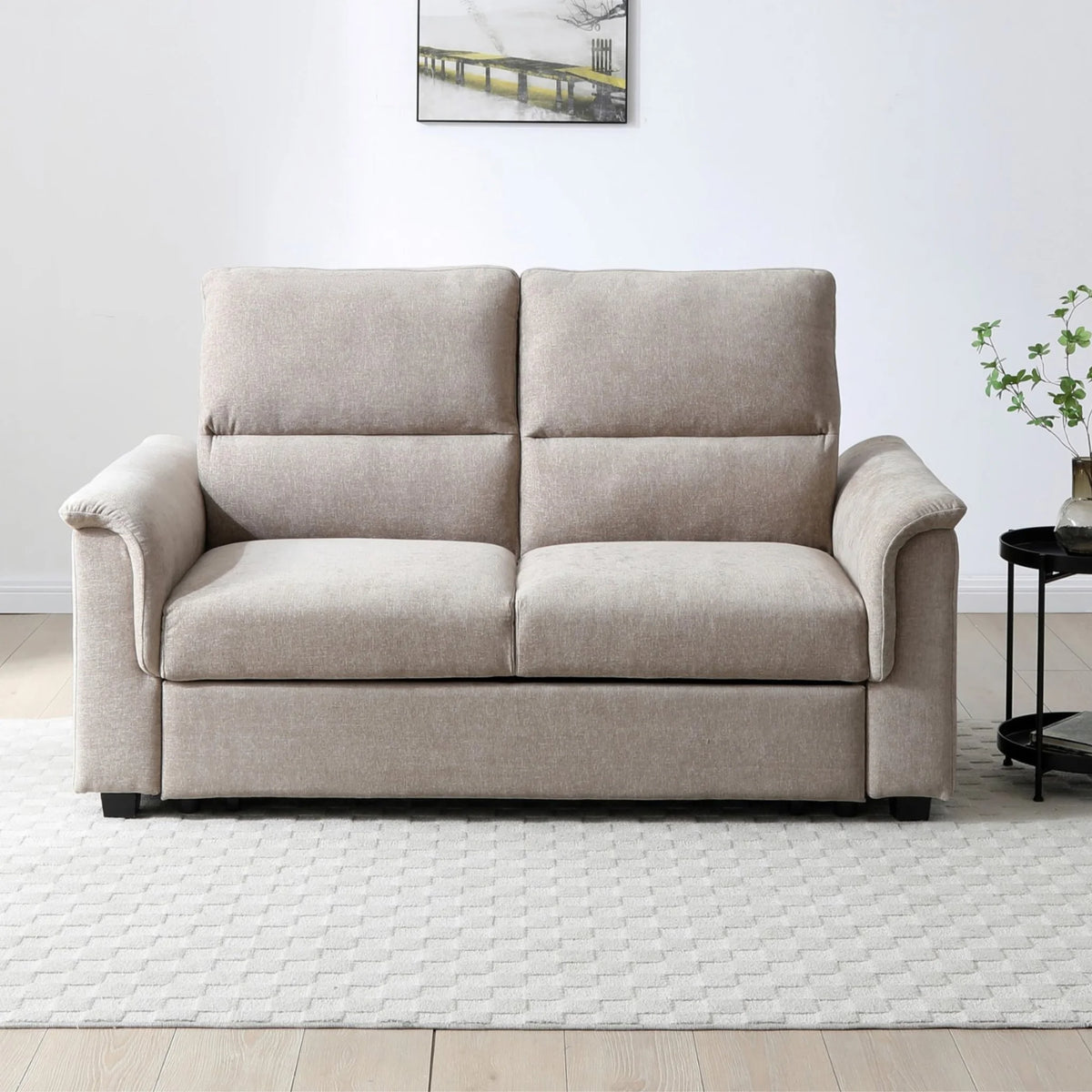Beckett Taupe Chenille Sofa Bed – front view