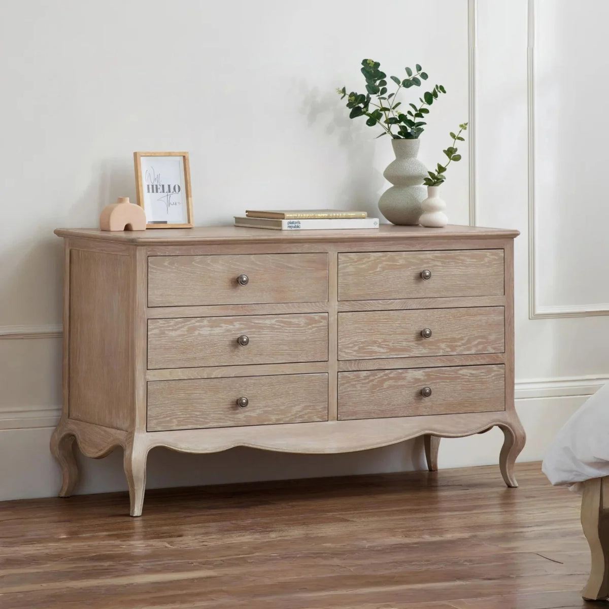 Camille Limed Oak 6-Drawer Chest – front view