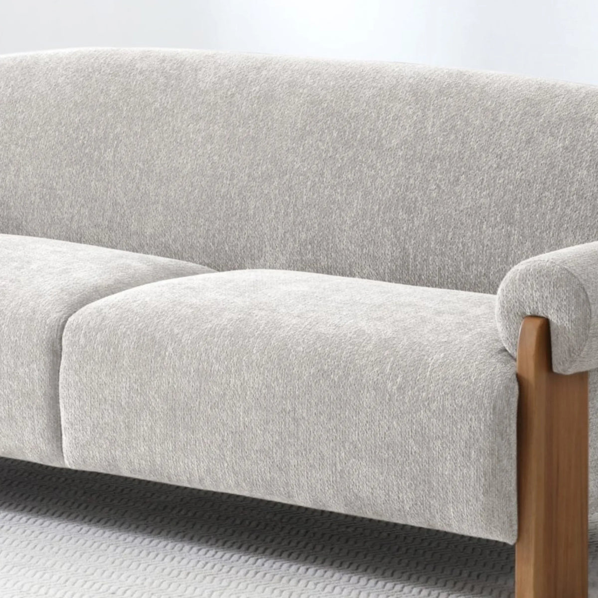 Mila Oatmeal Chenille Sofa Bed – close-up of upholstered seat and backrest