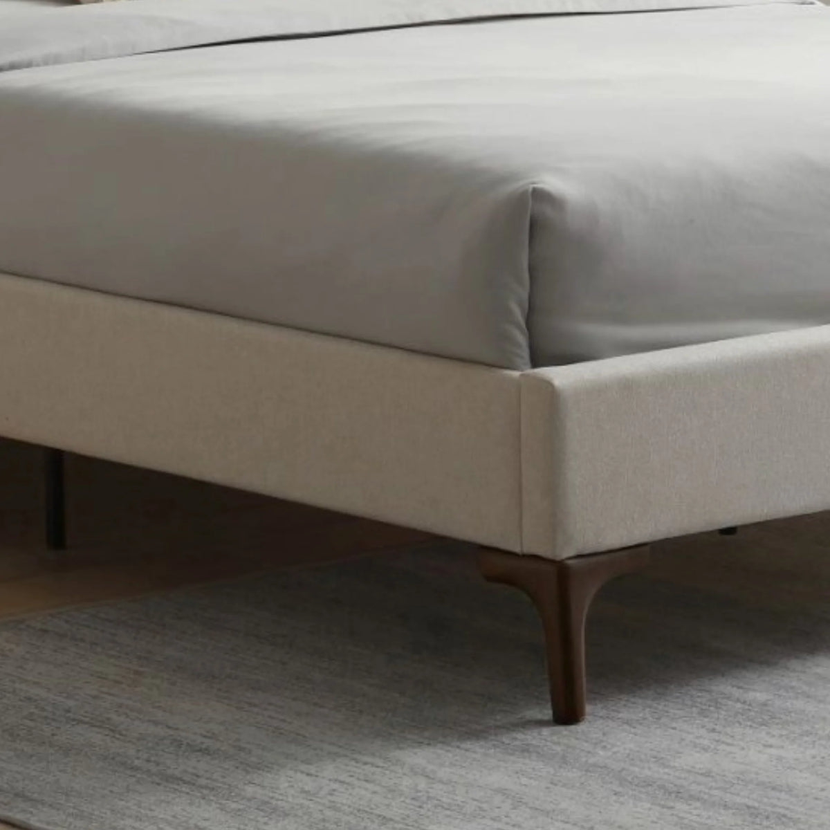 Denver Ivory Upholstered Bed – close-up of leg and fabric texture