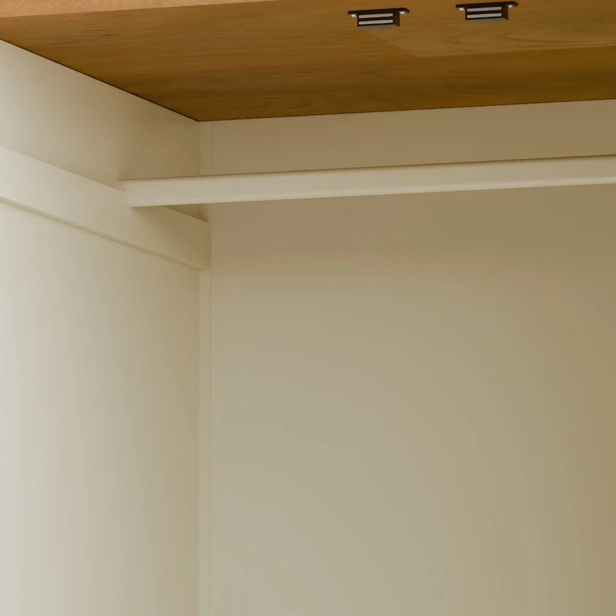Coxmoor Ivory Wooden 2-Door Wardrobe – interior close-up