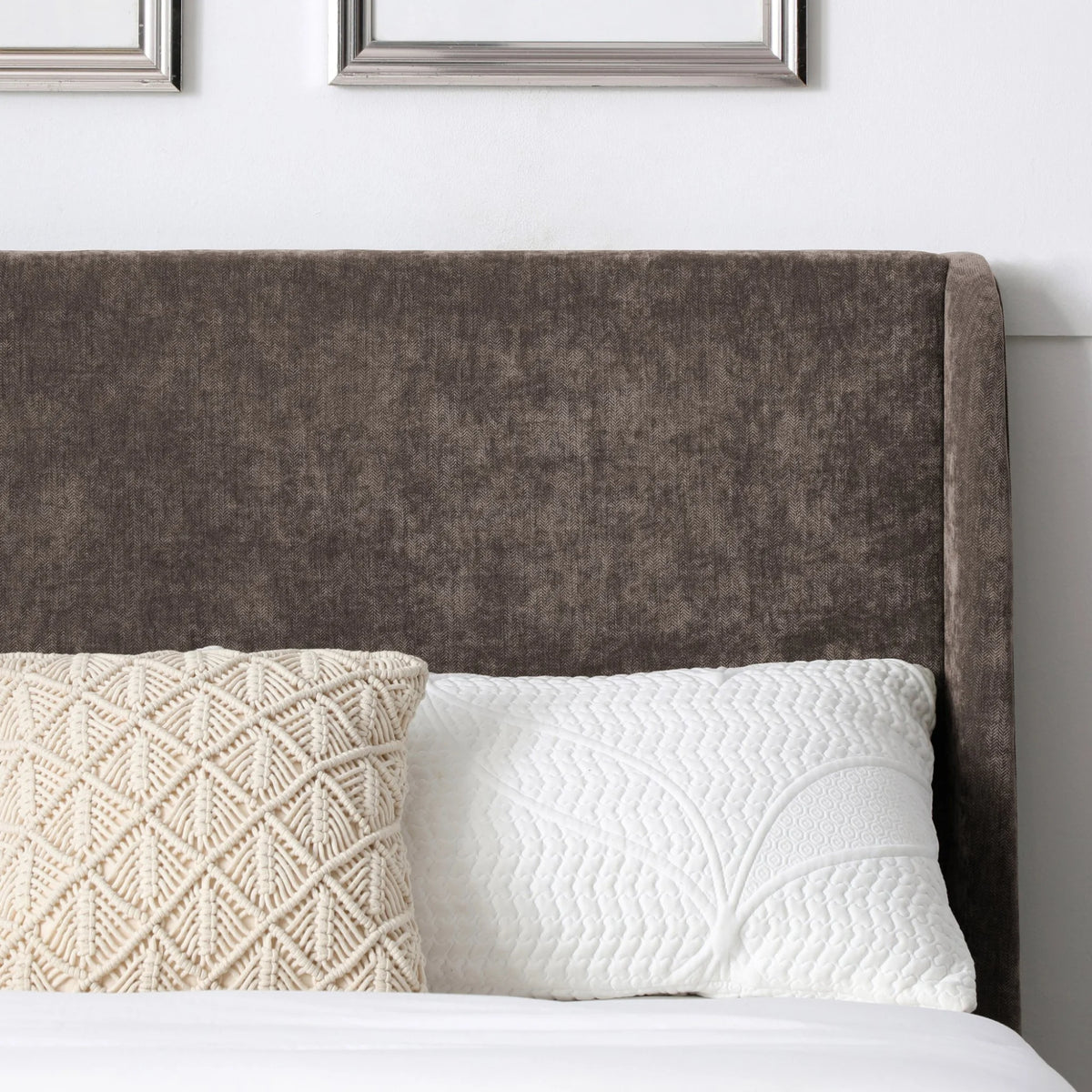 Denver Brown Upholstered Ottoman Bed – headboard detail close-up