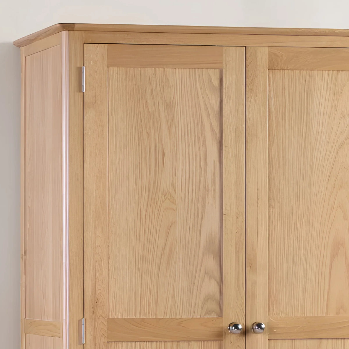 Cotswold Oak 2-Door Combination Wardrobe – doors and top corner detail close-up