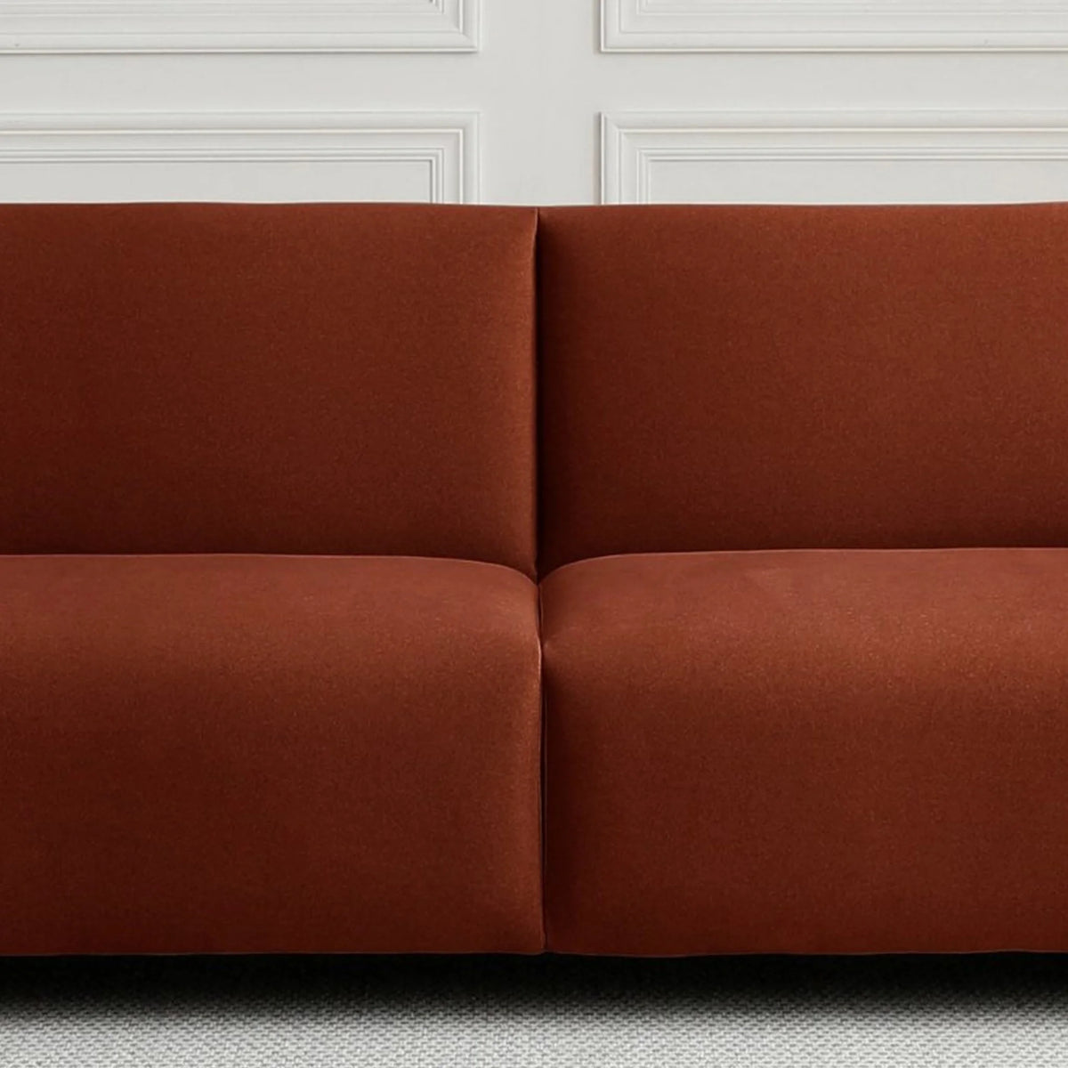 Murphy Orange Velvet Sofa Bed – backrest and cushion upholstery detail