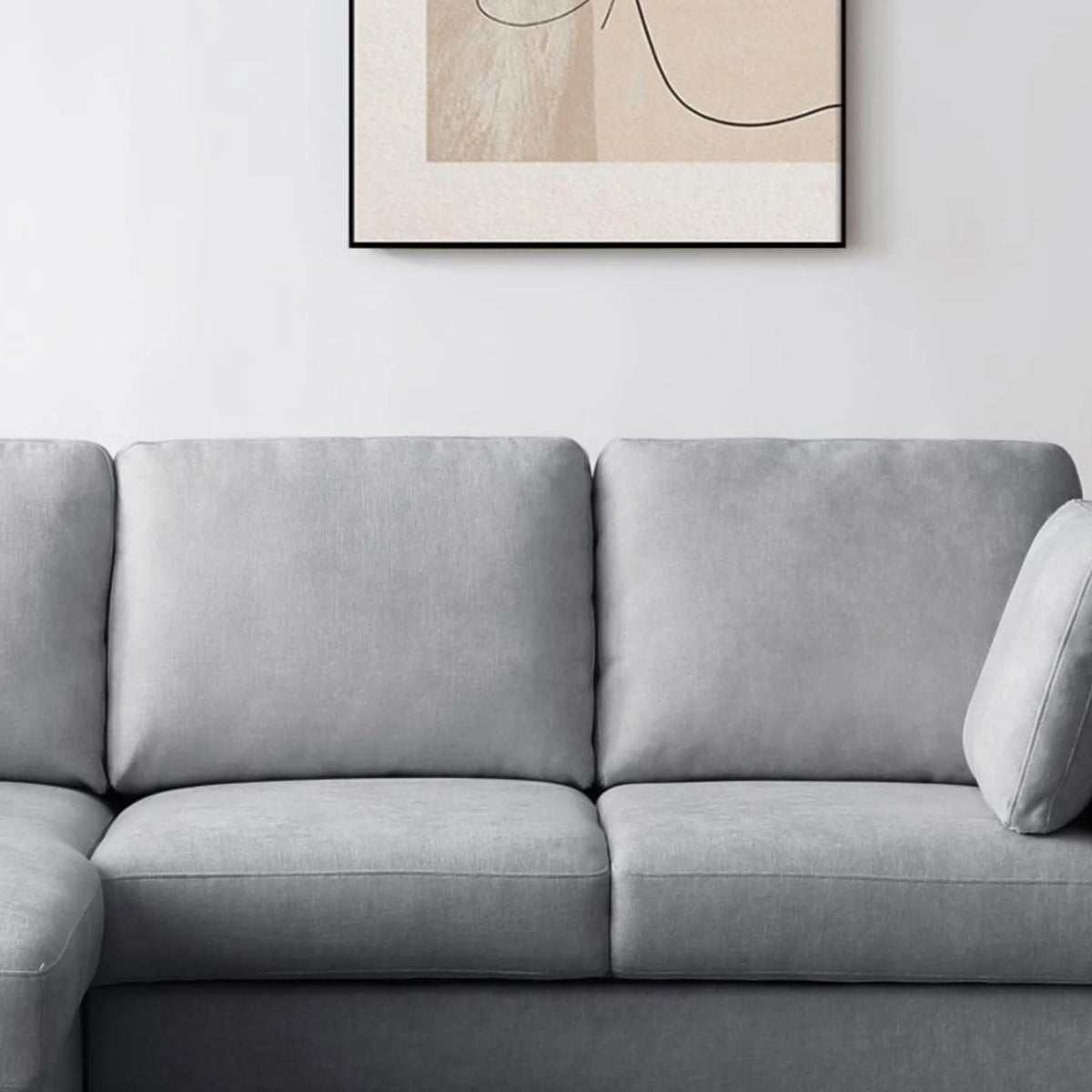 Sorrento Grey Corner Sofa Bed – close-up of textured fabric and cushion detail