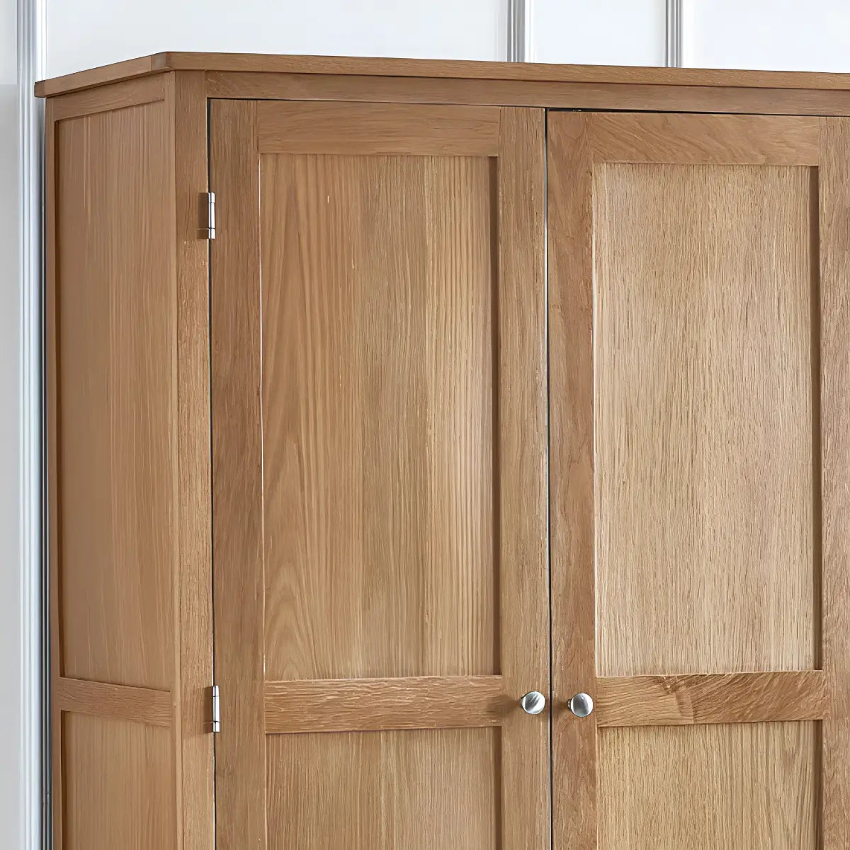Mallory 3-Door Oak Wardrobe – upper door panel close-up
