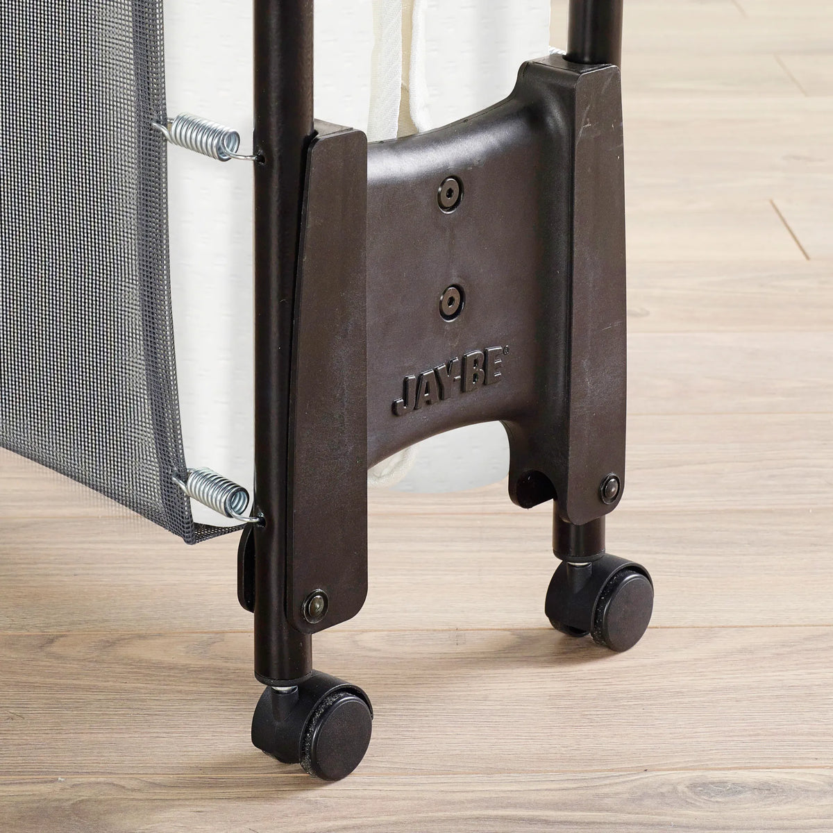 Revolution Folding Bed with Memory Mattress – base and castor detail close-up