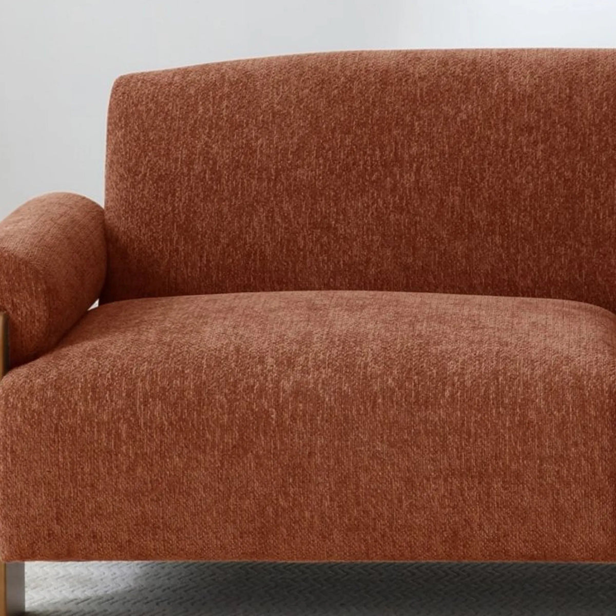 Mila Orange Chenille Sofa Bed – close-up of upholstered seat and backrest
