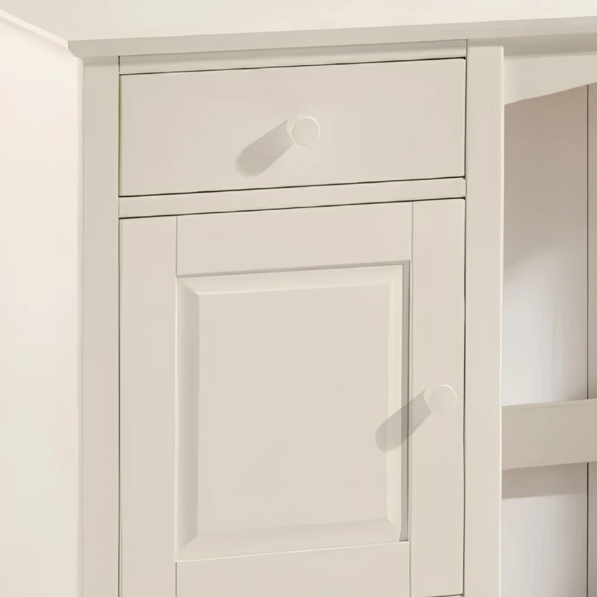 Cameo White 5-Drawer Dressing Table – drawer and cabinet detail close-up