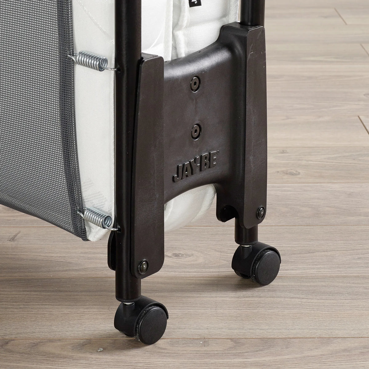 Revolution Folding Bed with Pocket Sprung Mattress – base and castor detail close-up