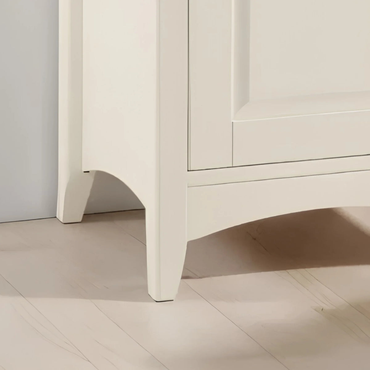 Cameo White 5-Drawer Dressing Table – leg and base detail close-up