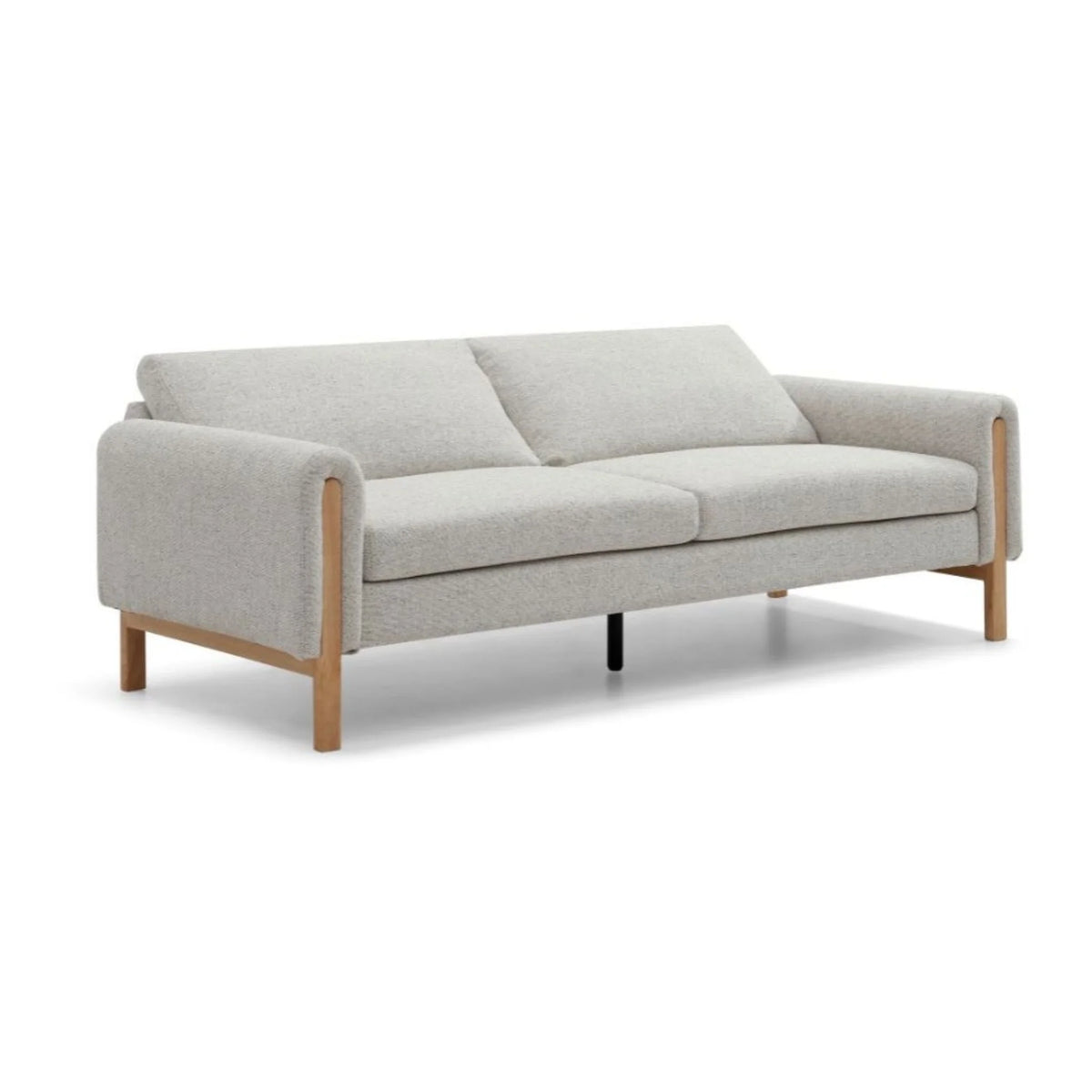 Thea Oatmeal Upholstered Wood Sofa Bed – studio isolated front view
