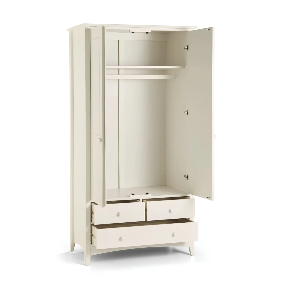 Cameo White Combination Wardrobe – studio isolated open view