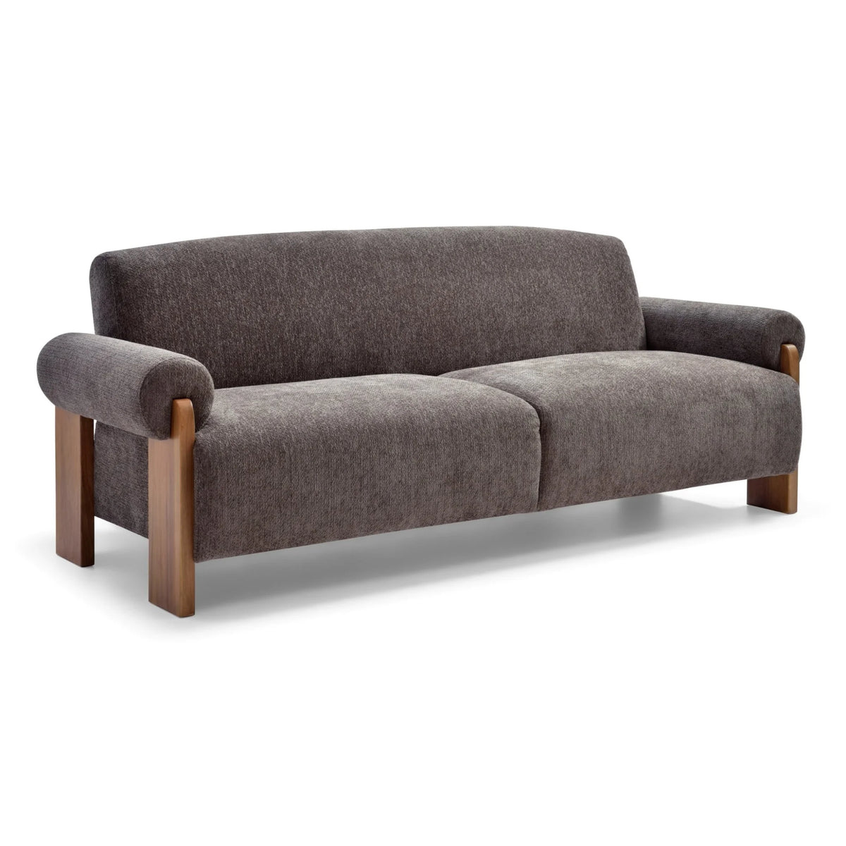 Mila Brown Chenille Sofa Bed – studio isolated front view