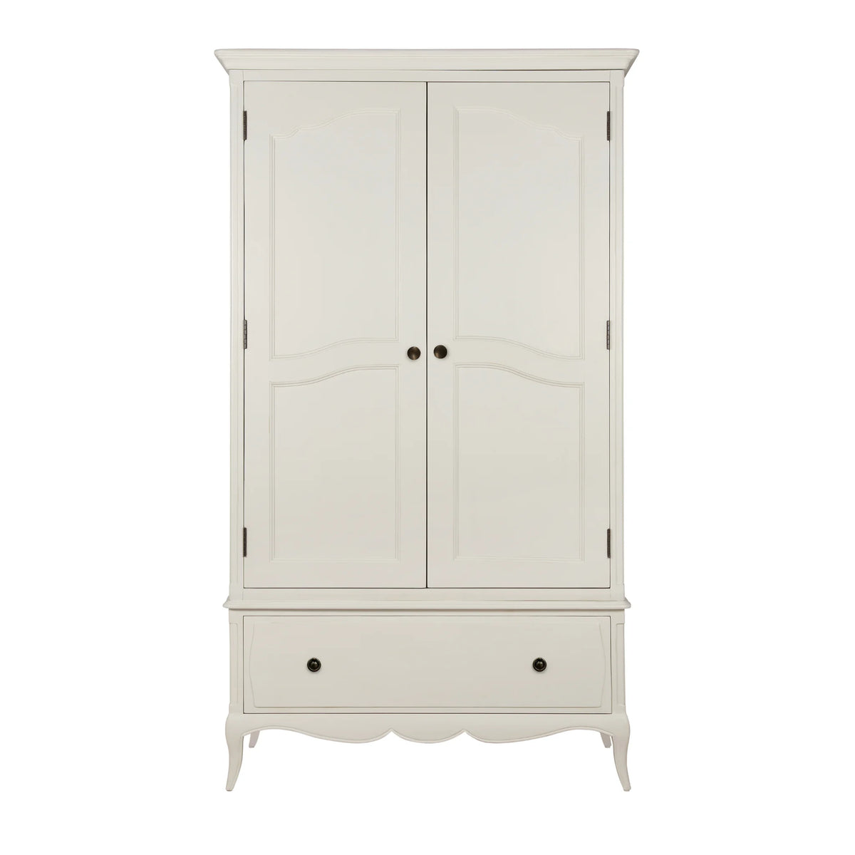 Amelie White Wooden 2-Door Combination Wardrobe – front view