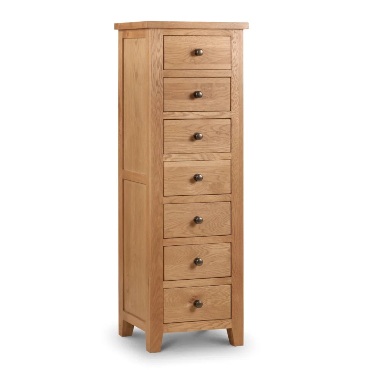 Marlborough Oak 7-Drawer Chest – angled front and side view