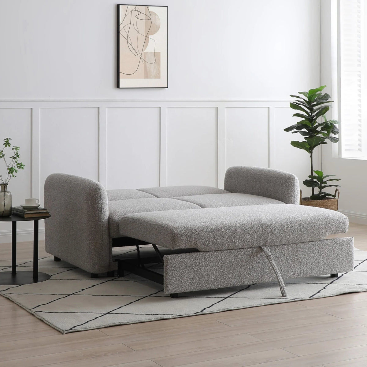 Cloud Oatmeal Sofa Bed – fully extended sleep position