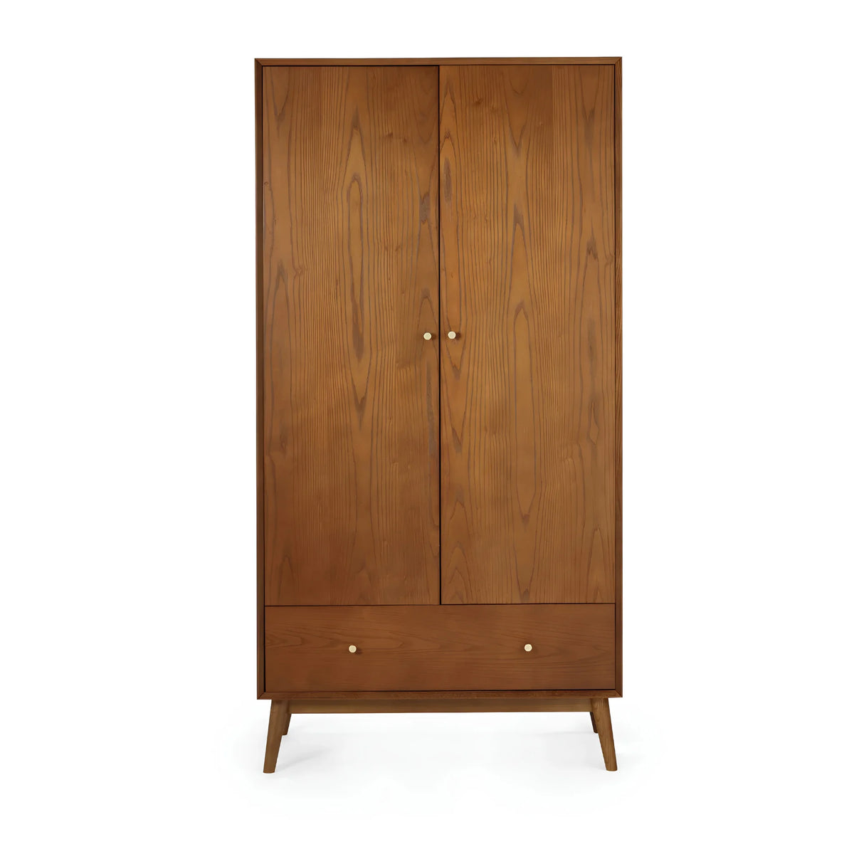 Lowry Cherry Ash 2-Drawer Combination Wardrobe – front view on white background