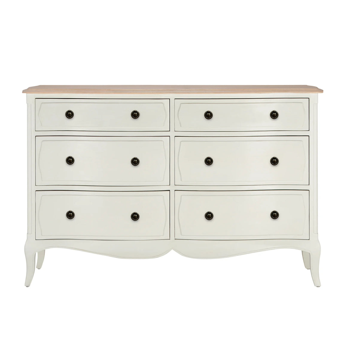 Amelie White Wooden 6-Drawer Chest – front view