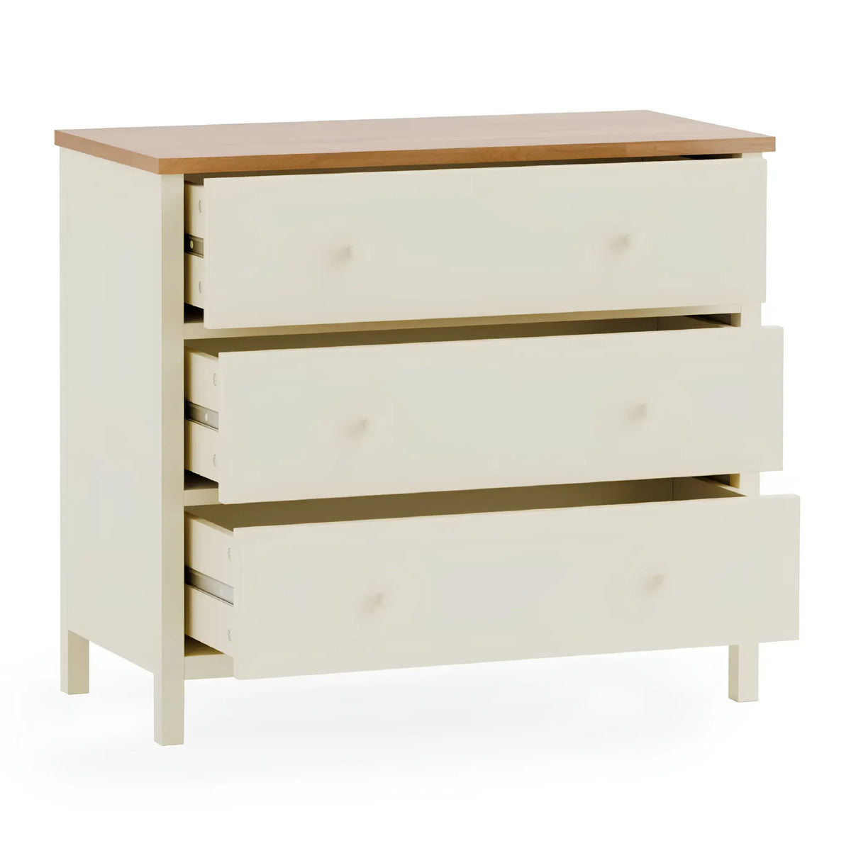 Coxmoor Ivory Wooden 3-Drawer Chest – front view showing all drawers