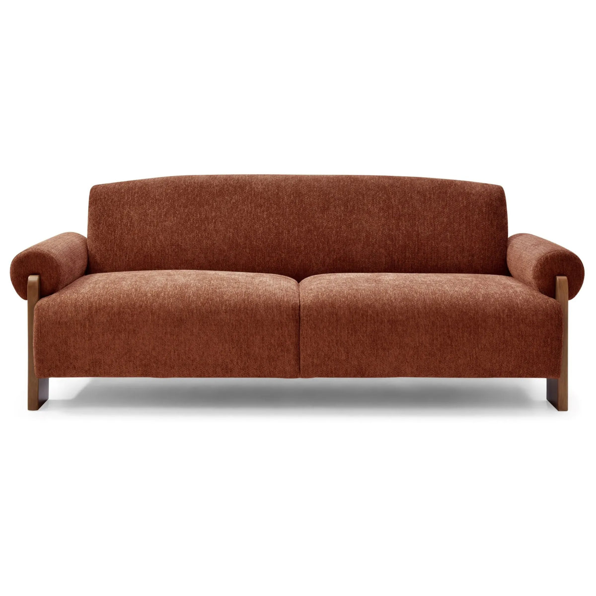 Mila Orange Chenille Sofa Bed – studio isolated front view