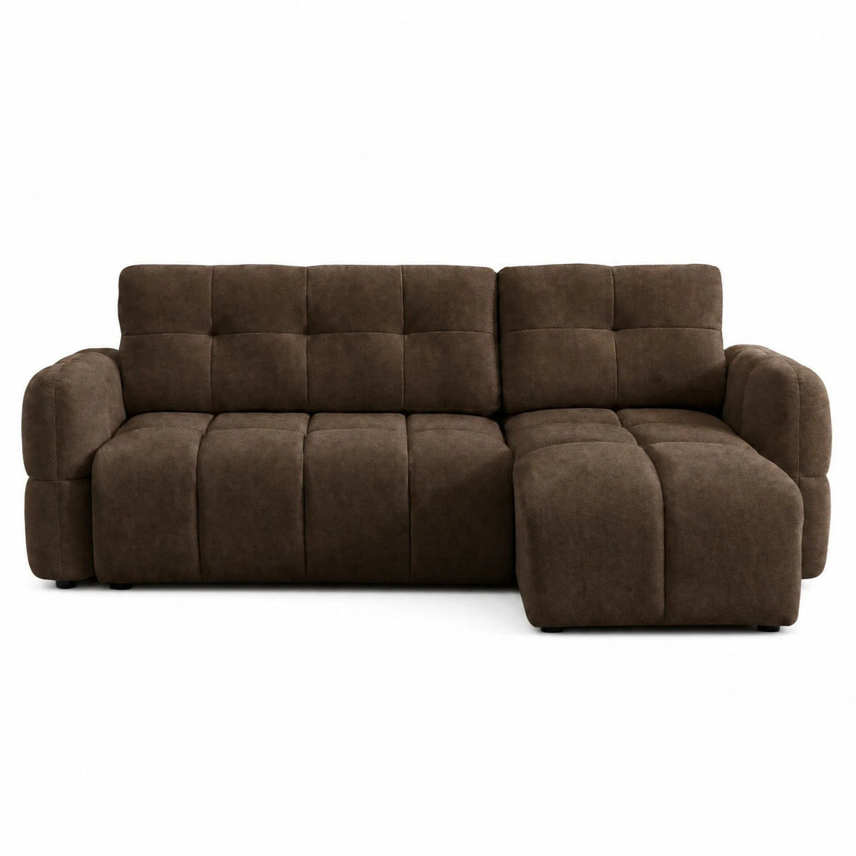 Morgan Brown Corner Sofa Bed – studio isolated view, versatile living room addition