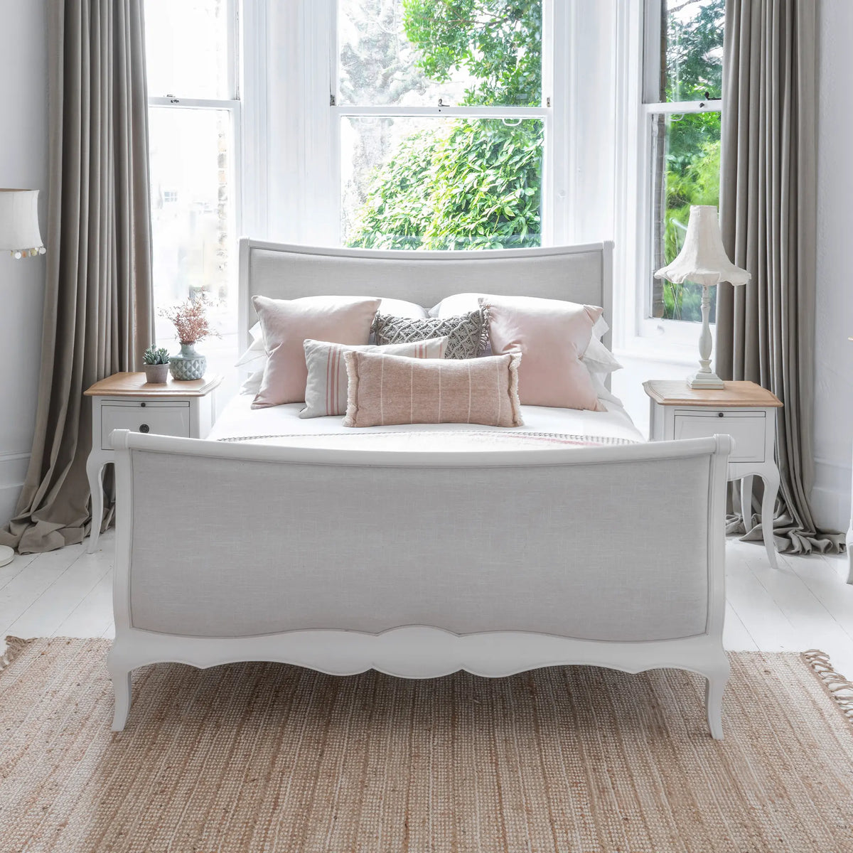 Amelie White Upholstered Wooden Bed
