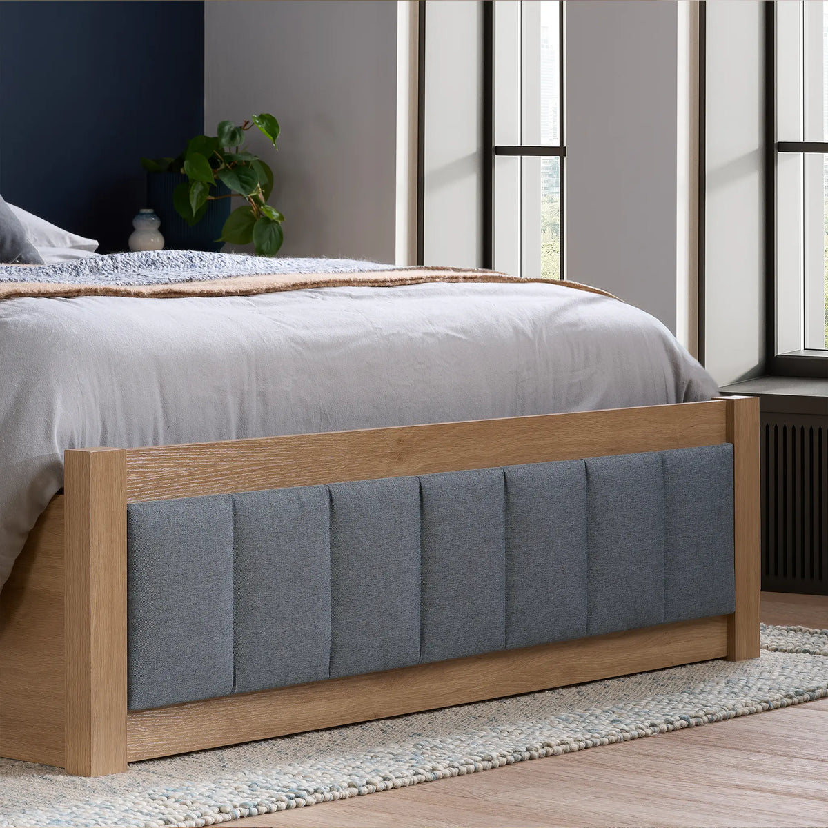 Belmont Grey Upholstered Wooden Ottoman Bed