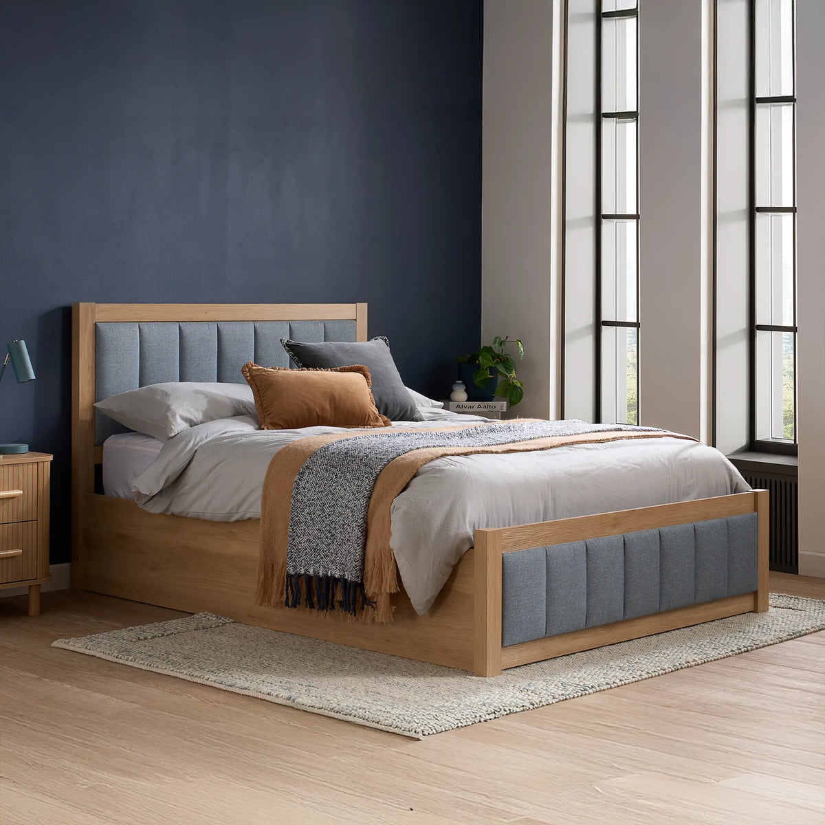 Belmont Grey Upholstered Wooden Ottoman Bed