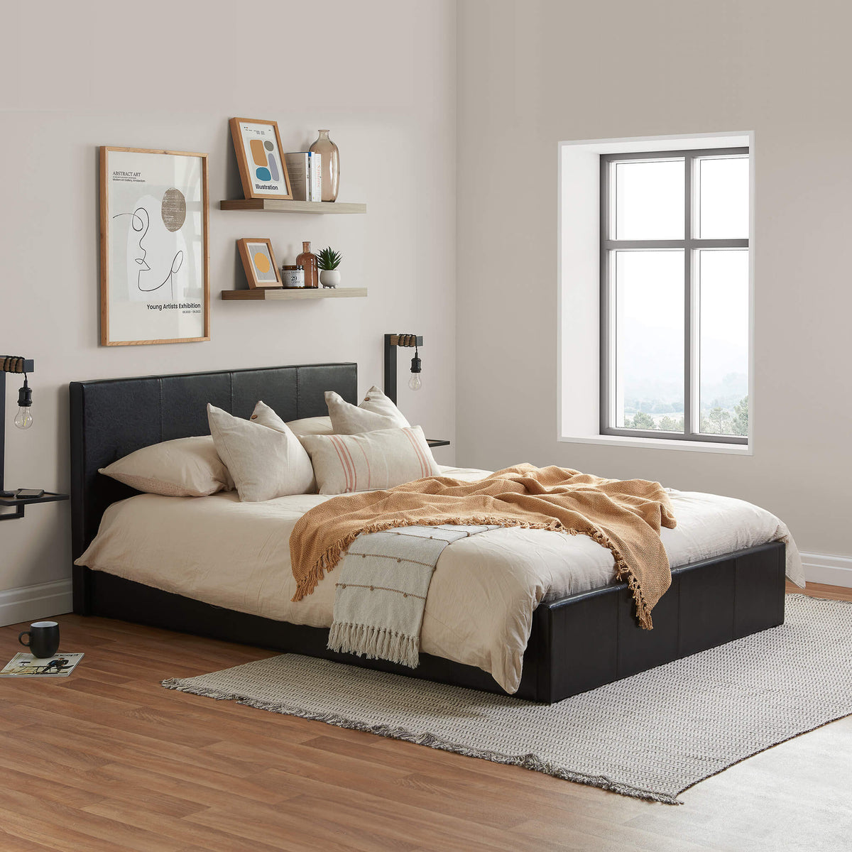 Berlin Brown Faux Leather Ottoman Bed