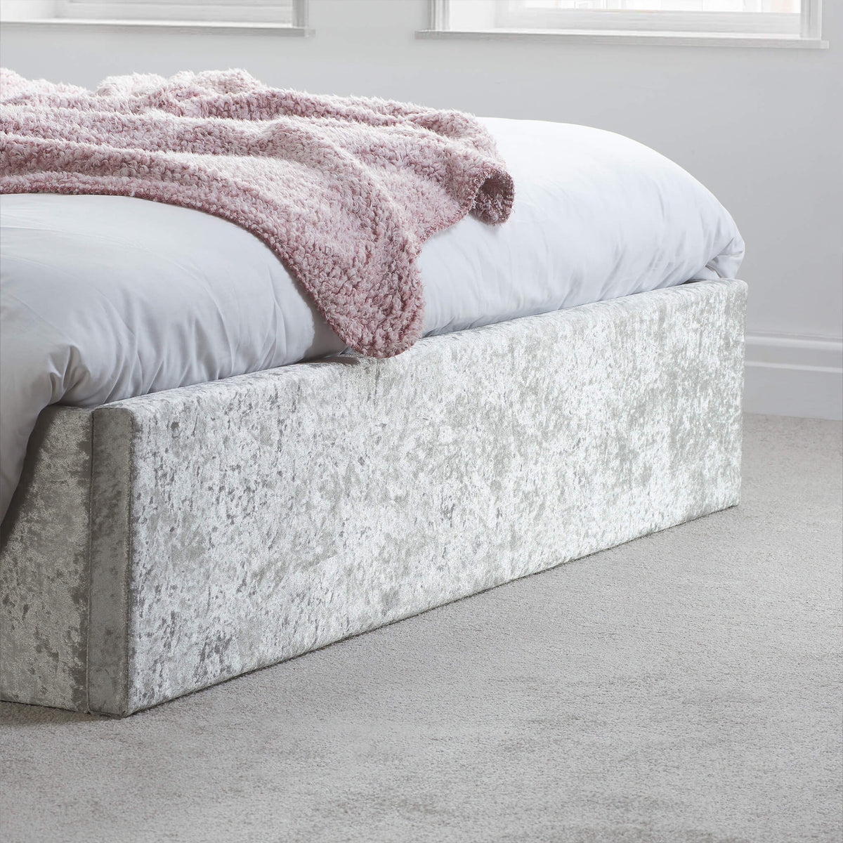 Berlin Steel Crushed Velvet Fabric Ottoman Bed Frame