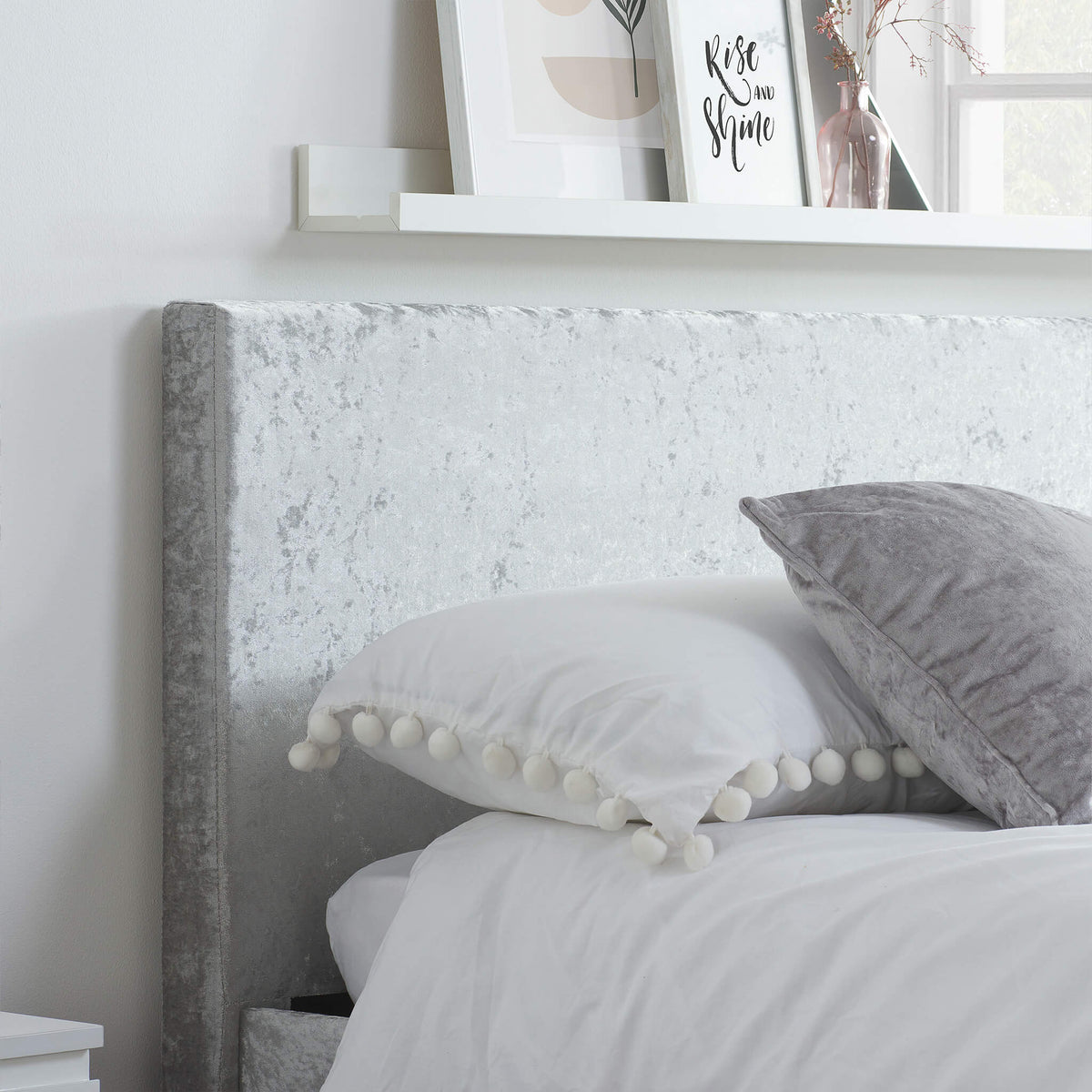 Berlin Steel Crushed Velvet Fabric Ottoman Bed Frame