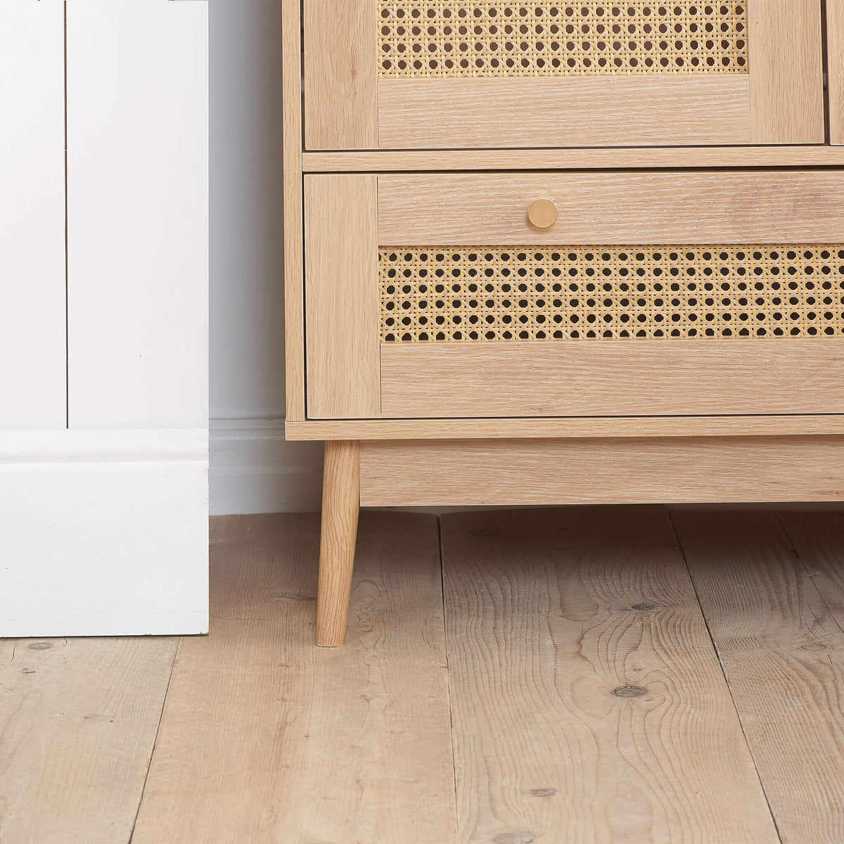 Croxley Oak Rattan 2 Door 1 Drawer Wardrobe
