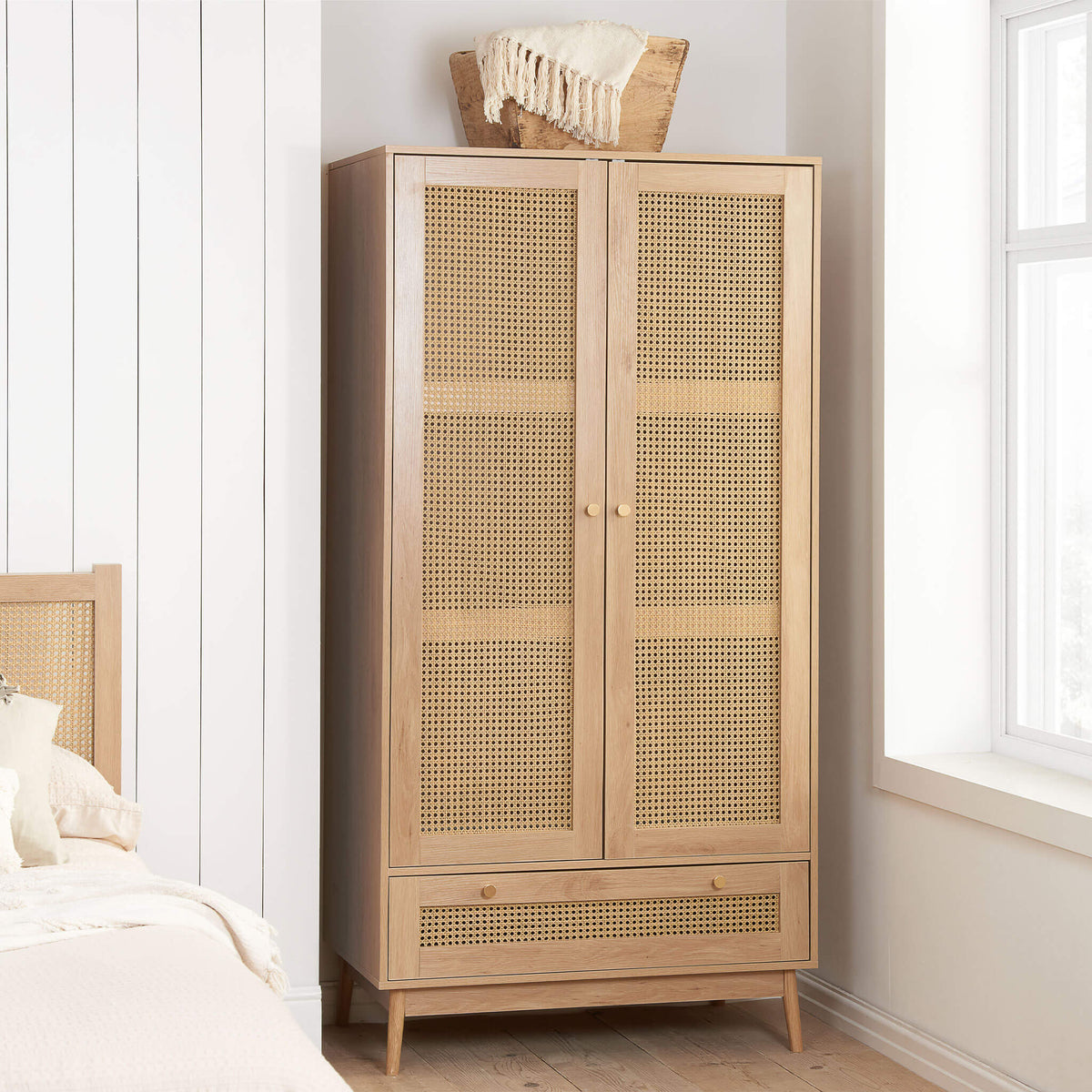 Croxley Rattan Wardrobe Oak