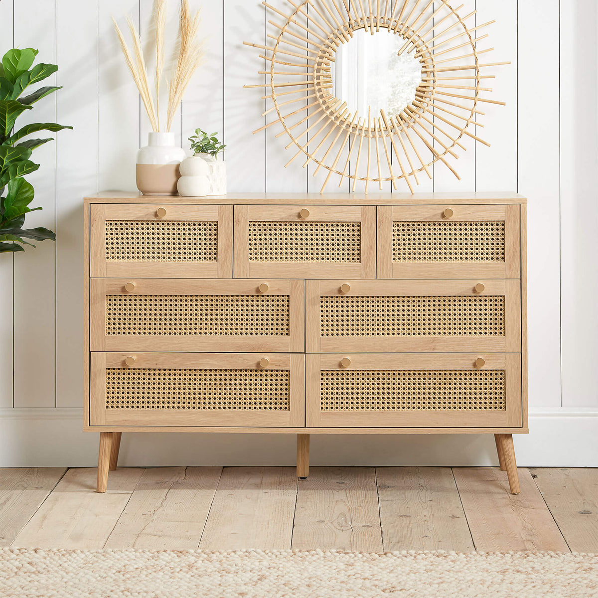Croxley Drawer Rattan Chest Oak