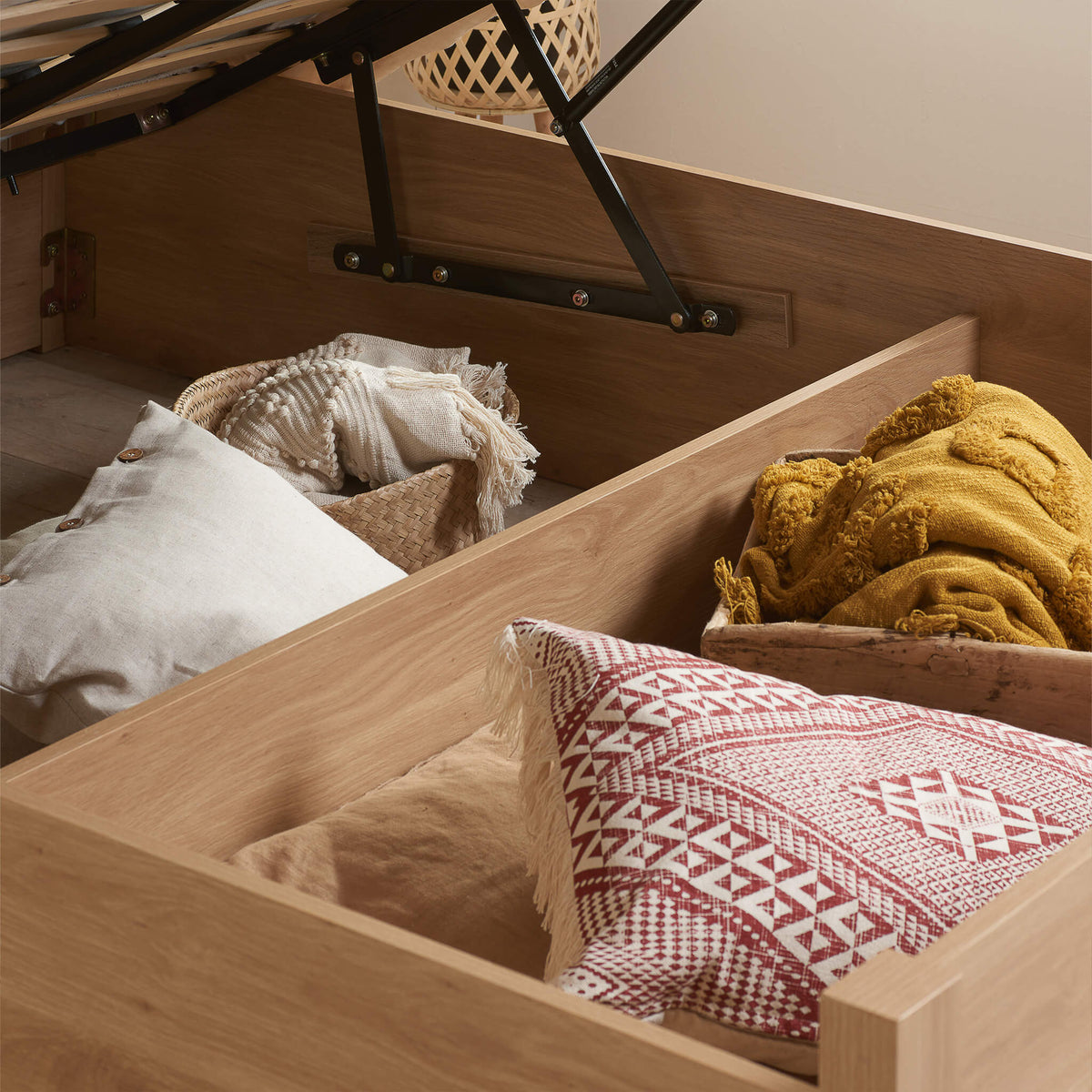 Croxley Oak Rattan Ottoman Bed