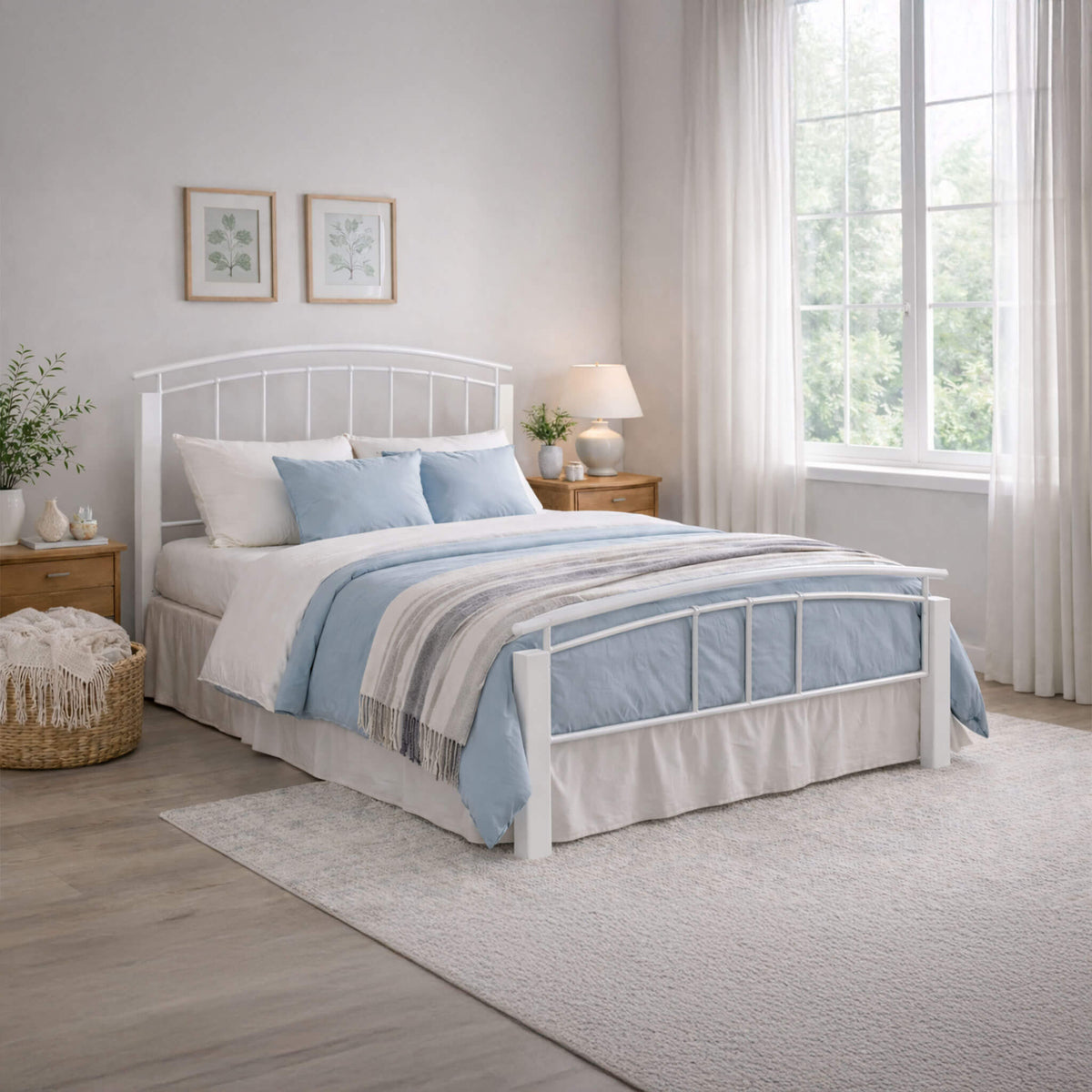 Dili White Metal Bed Frame