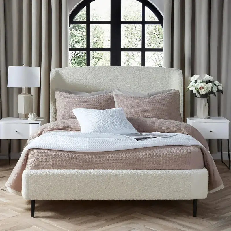 Eden Ivory Boucle Bed