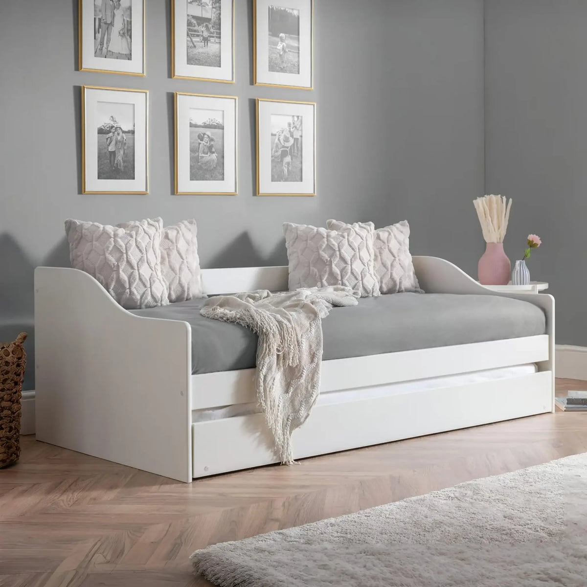 Elba White Wooden Guest Bed