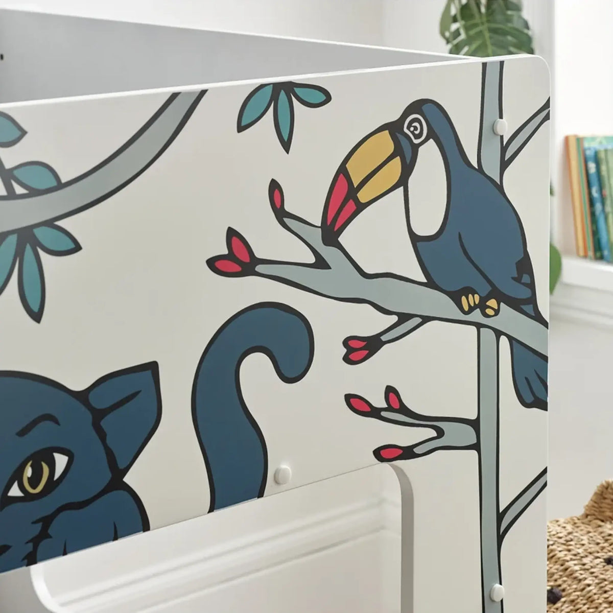 Safari White and Blue Wooden Bunk Bed
