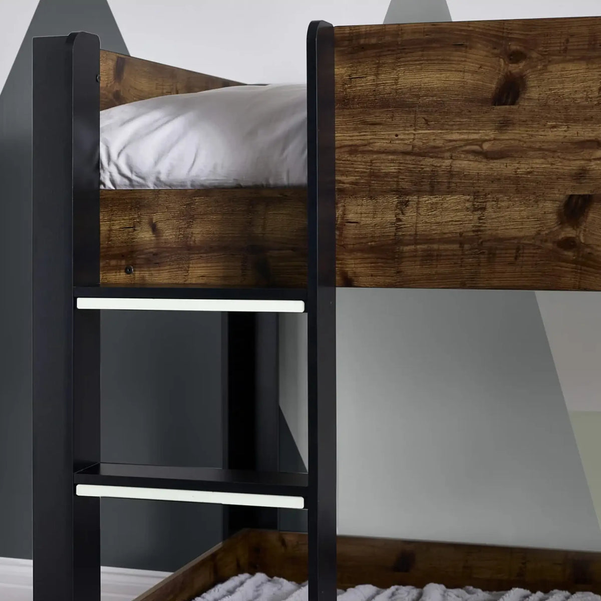 Solomon Brown and Black Wooden Bunk Bed