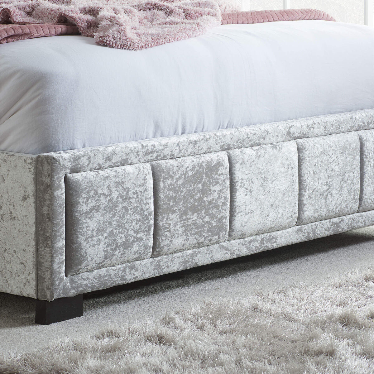 Hannover Steel Crushed Velvet Fabric Bed Frame