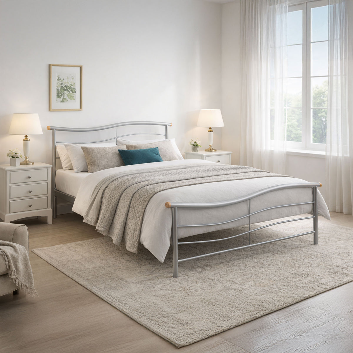 Khartoum Silver Metal Bed Frame